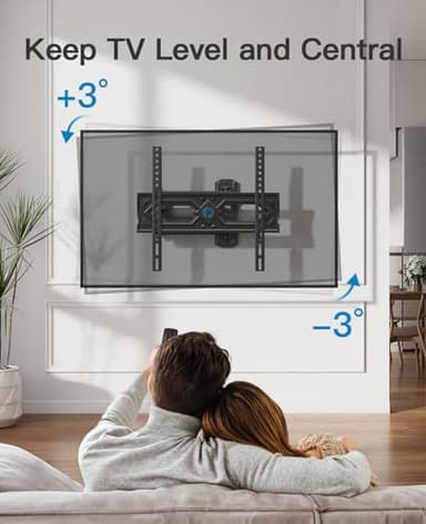 Pipishell Full Motion TV Wall Mount for 26-60 Inch Flat Curved TVs, Heavy Duty Single Articulating Arms TV Bracket Up to VESA 400x400mm and 77lbs, Support Swivel, Tilt, Level Adjustment - Image 6