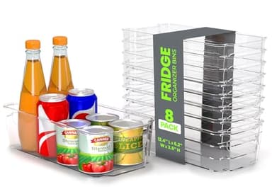 Utopia Home - Fridge Organizer Bins - Refrigerator Organizing Bins - Pantry Organizers & Storage - Stackable for Home & Kitchen Pantry Organization - Clear Plastic Containers (8 Pack) - Image 1