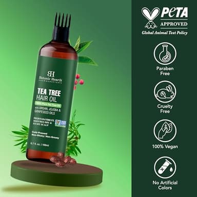 Botanic Hearth 100% Pure Tea Tree Oil For Hair Growth | Infused with Jojoba & Grapeseed Oils | Hair Oil Repairs Dry Damaged Hair, Strengthening, Healthier - Hair Tonic, 6.7 fl oz - Image 7