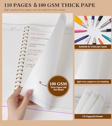 Spiral Notebook Journal 8.5” x 11”, A4 Large Notebooks for Women Men, College Ruled Lined Journal, 100 GSM Paper, Hardcover Spiral Bound Journals for Work School Writing Note Taking Business, Purple - Image 4