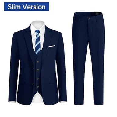 PACOROMANO Boy Suit Set Navy Extra Slim 7 Pcs Boys Formal Slim Suit Set Ring Bearer Outfit Boy Skinny - Image 2