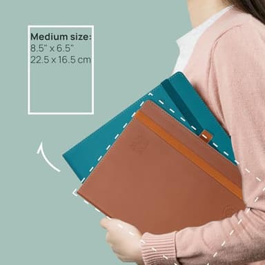 POPRUN Planner 2025-2026 (Medium - 6.5'' x 8.5'') Academic Weekly Calendar (July 2025 - June 2026) with Hourly Time Slots, Monthly Tabs, 100GSM Thick Papers, Leather Soft Cover - Brown - Image 2