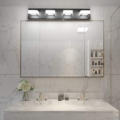 Ralbay LED Black 4 Lights Acrylic Lighting Fixtures Modern Matte Black Bathroom Vanity Lights - Image 7