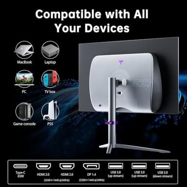 KTC 27-inch OLED Gaming Monitor | QHD 2560x1440P | 240Hz 0.03ms GTG | 1.5M:1 Contrast Ratio | DisplayHDR True Black 400 | 65W USB Type-C | Dual Speakers | Comes with Type-C, HDMI & DP Cables Included - Image 6