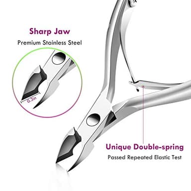 Cuticle Trimmer Cuticle Remover with Cuticle Pusher, XUNXMAS Professional Stainless Steel Durable Pedicure Manicure Tools Cutter Nipper Scissor Clipper for Fingernails and Toenails Dead Skin Silver - Image 2