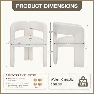 adochr Modern Barrel Dining Chairs Set of 4, Upholstered Linen Dining Room Chair with Wooden Legs, Accent Chairs for Kitchen/Dining Room/Living Room, Beige - Image 2