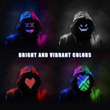 Mr.Pang LED Mask Light up Mask with Gesture Sensing, Cool Face Transforming Mask, Perfect Gifts for Halloween Christmas Birthday Cosplay Party - Image 7