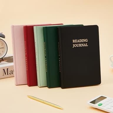 TSFPapier Reading Journal Book Lovers Gifts Hardcover Leather Readers Accessories Track Reading Log with 65 Books Reviews, 5.8”x8.3”, Pink - Image 7