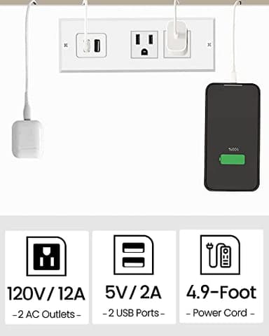TUTOTAK End Table with Charging Station, Set of 2, Small Side Table with Outlets, Nightstand Bedside Table, 2-Tier Storage Shelf for Small Space, Living Room, Bedroom White TB01BW041 - Image 7