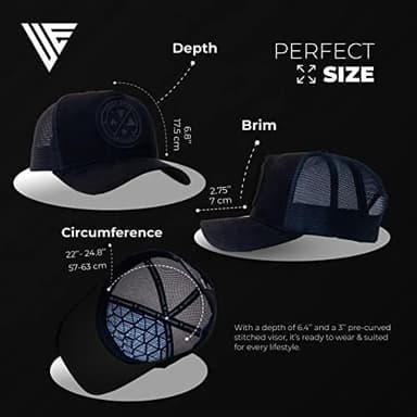 Urban Effort Mesh Trucker Hat,Men and Womens Trucker Hats with Adjustable Strap,Baseball Snapback Closure for Mountaining,Hunting&Hiking (Black/Black, Curved Trucker) - Image 7