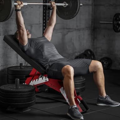 YOLEO Commercial Adjustable Weight Bench - MAX 2300/660LB Heavy Duty Workout Bench for Home Gym, Decline/Flat/Incline Bench Press 2.4" Thick Pad(6-Step Assembly) (Red) - Image 8