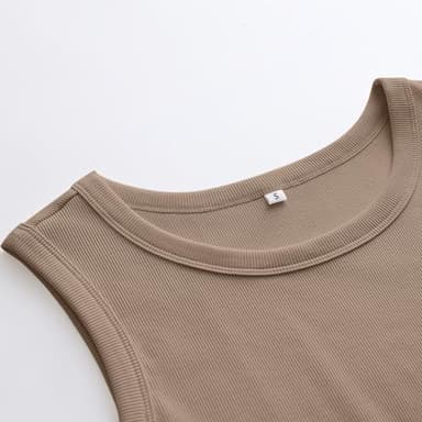 ANRABESS Womens Sleeveless High Neck Tank Tops Fashion Summer Casual Basic Slim Fit Ribbed Racerback Top Shirt Clothes Light Coffee-L - Image 3