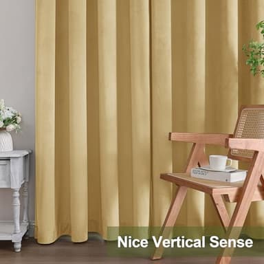 OWENIE Velvet Curtains 84 Inches Long 2 Panels Set, Gold Velvet Curtain 84 for Bedroom, Room Darkening Elegant Soft Curtains, Solid Grommet Luxury Living Room Curtains, 2 Pcs Each Panel 52W x 84L - Image 5