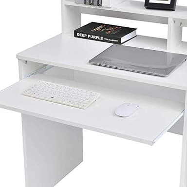 ROCKPOINT Axess White Computer Keyboard Tray and Drawer Small Home Office Bedroom, Homework and School Studying Writing Desk for Student with Storage - Image 7