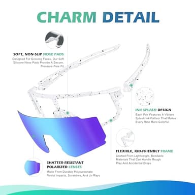 Fanshen Kids Polarized Baseball Sunglasses - Sports Polarized Sunglasses Softball Cycling for Boys Girls Ages 3-12 UV Protection Lightweight & Comfortable - Image 7