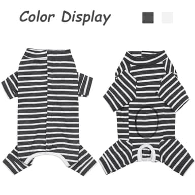 Paipeper Dog Surgery Recovery Suit for Female Male Puppy,Dog Bodysuit Long Sleeve Prevent Shedding and Licking Wound,Dog Pajamas,E-Collar Cone Alternative(Black White Stripe-XL) - Image 2