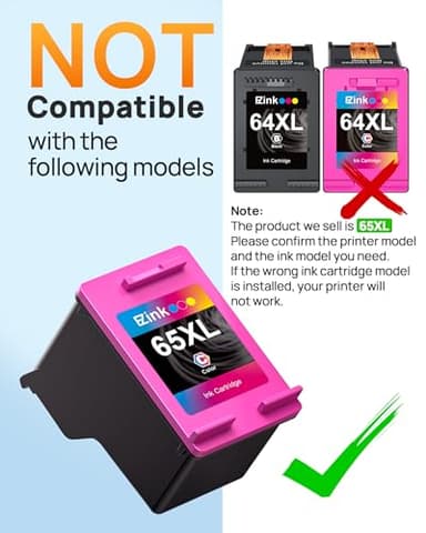 65XL 65 ink cartridges black/color combo pack Replacement for HP ink 65 65xl black and color ink cartridge work for HP Envy 5055 5000 5070 5052 5014 DeskJet 3755 3772 3700 3752 3722 2600 2622 (2 Pack) - Image 7