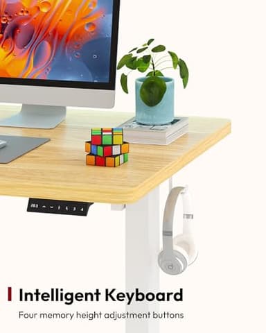 SANODESK Electric Standing Desk 55 x 28 Inches Whole-Piece Desktop Height Adjustable Stand Up Desk w/6-Button Controller Ergonomic Computer Desk for Home Office, White Frame + Natural Tabletop - Image 8