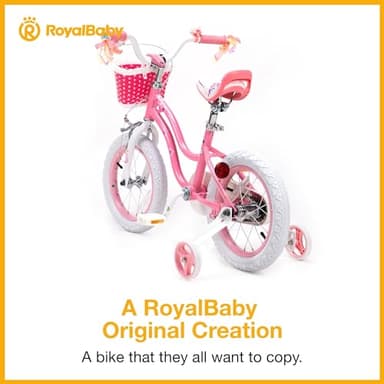 RoyalBaby Stargirl Kids Girls Bike Bicycle with Basket Training Wheels 12 Inch Pink - Image 4