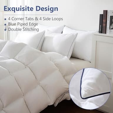 DOWNCOOL Feather Comforter King Size, White Fluffy Duvet Insert King with Ultra Soft 100% Cotton Cover, All Season Luxurious Hotel Bed Comforter with Corner Tabs, 106"x90" - Image 8