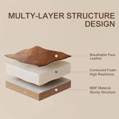 Furnimart Faux Leather Bench Ottoman, Tufted Button Bedroom Benches Footrest Stool in Solid Wood Legs, Long and Dining Bench, Indoor Bench for Entryway Living Room Bedroom (Leather-DustYellow) - Image 7