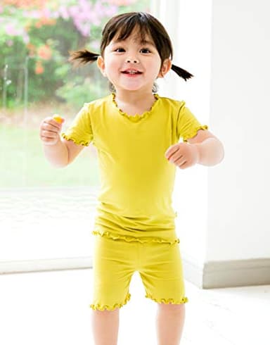 Vaenait Infant Toddler Kids Ruffle Short Summer Viscose Pajamas Set Shirring Olive XXL - Image 4