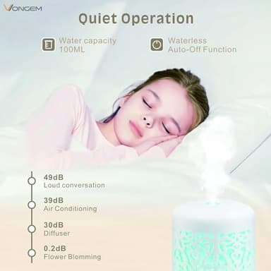 Essential Oil Diffusers Aromatherapy White Humidifier Desk 100ml Diffuser Small Ultrasonic Machine Waterless Auto-Off - Image 6