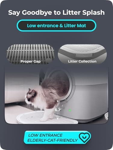 ABRCT Self-Cleaning Litter Box Automatic Electronic Hands-Free Smart Robot self Cleaning Litter Box - Large 60L Capacity, Safe Anti-Pinch,with Deodorizer and Liner,for Multiple Cats (Grey Pro) - Image 5