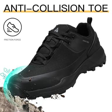 HUMTTO Men's Hiking Shoes - Waterproof Trekking Trail Footwear Lightweight Breathable Outdoor Work Sneakers 9.5 Black - Image 5