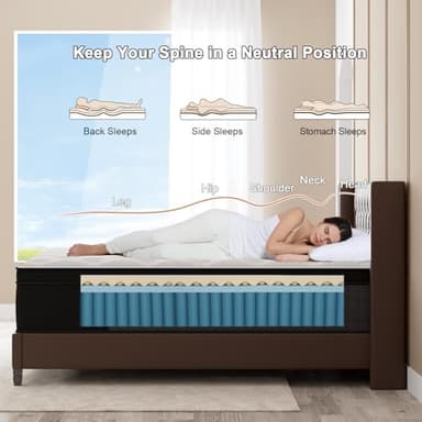 Duchessz Queen Mattress, 12 Inch Hybrid Mattresses Eurotop with Gel Memory Foam,Motion Isolation Individually Wrapped Pocket Coils Breathable Comfort Soft Pressure Relief 100 Night Trial - Image 6