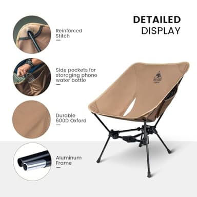 ONETIGRIS Tigerblade Camping Chair, Lightweight Folding Backpacking Hiking Chair, Compact Portable 330 lbs Capacity - Image 6