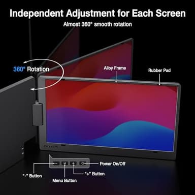 KYY Laptop Screen Extender, 15.6" Monitor Extender with Type-C Plug&Play, 1080P FHD Portable Triple Monitor for Laptop with Alloy Dual Display fit 13"-17", Portable Extended Screen for Mac/Wins/Chrome - Image 6