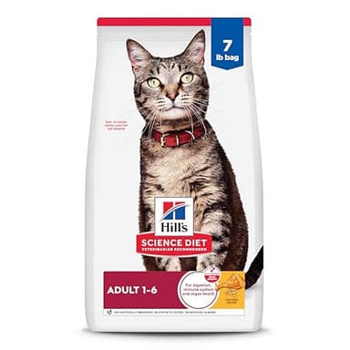 Hill's Science Diet Adult 1-6, Adult 1-6 Premium Nutrition, Dry Cat Food, Chicken Recipe, 7 lb Bag - Image 1