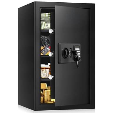 5.0 Cub Large Home Safes Fireproof Wterproof, Anti-theft Fireproof Safe with Programmable Keypad, Spare Keys and Alarm Systerm, Digital Home Security Safe Box for Document Money Medicines - Image 1