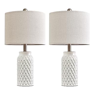 USumkky 20.5" White Modern Ceramic Bedside Lamp Set of 2 for Bedroom Decor Farmhouse Table Lamp for Living Room Office Dorm - Image 9