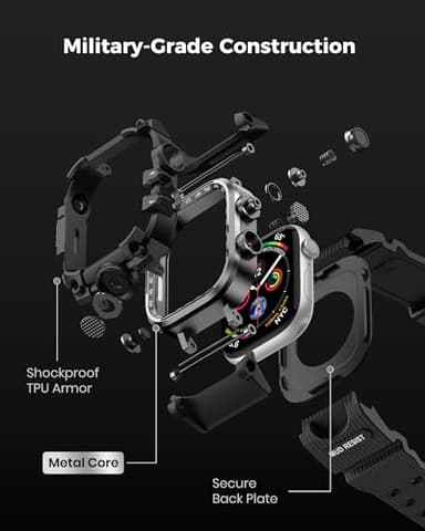 amBand Rugged Case with Band for Apple Watch 44mm, Compatible with iWatch Series SE 3/SE 2nd Generation/SE/6/5/4, Military Grade Shockproof Bumper Cover, Tactical Band for Men, Matte Black - Image 5