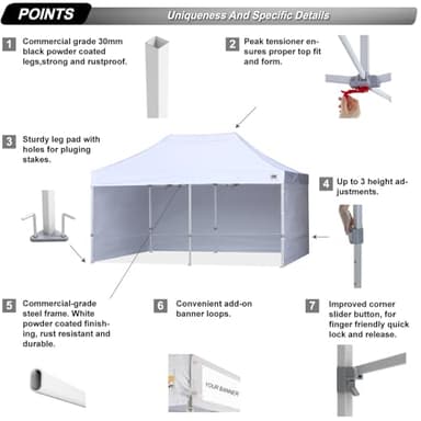 ABCCANOPY Easy Pop Up Canopy Tent with Sidewalls 10X20 Commercial -Series,White - Image 2