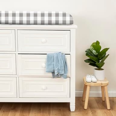 Gray and Cream Buffalo Check Deluxe Flannel Changing Pad Cover - Buffalo Check Print Cotton Flannel, Cream, Gray, Fully Elasticized, 6 in Deep Pockets, Fits Standard Changing Pad 16 in x 32 in - Image 4