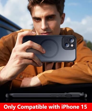 SPIDERCASE Only for iPhone 15 Case, Magnetic with [2 Tempered Glass Screen Protector] [Full Camera Protection] Anti-Scratched Slim Phone Case for iPhone 15 6.1”, Black - Image 7