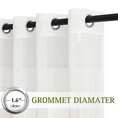 NICETOWN Thick Linen Sheer Ivory Curtains for Privacy Protection, Grommet Rustic Flax Semi Sheer Window Drapes with Light Penetration for Farmhouse/Living Room, W52 x L90, Set of 2 - Image 2