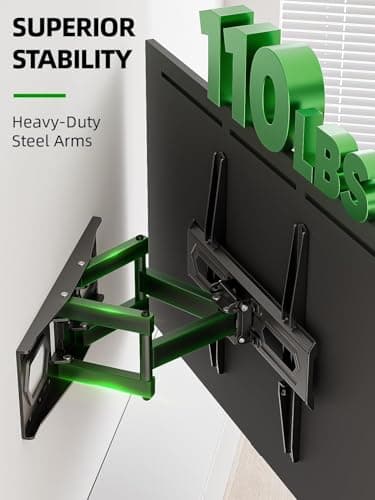 USX MOUNT TV Wall Mount for 32-65 inch Flat Screen/LED/4K up to 110lbs, Full Motion TV Mount Bracket with Swivel & Tilt Articulating Dual Arms, Max VESA 400x400mm, Fits 12/16" Wood Studs - Image 8