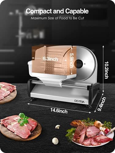Meat Slicer 200W Electric Deli Food Slicer with 2 Removable 7.5" Stainless Steel Blade, Adjustable Thickness for Home Use, Child Lock Protection, Easy to Clean, Cuts Meat, Bread and Cheese - Image 2