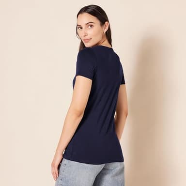 Amazon Essentials Women's Regular-Fit Short-Sleeve Crewneck T-Shirt, Pack of 2, Navy/Purple, Large - Image 4