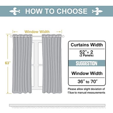 ChrisDowa Grommet Blackout Curtains for Bedroom and Living Room - 2 Panels Set Thermal Insulated Room Darkening Curtains (Light Grey, 52 x 63 Inch) - Image 5