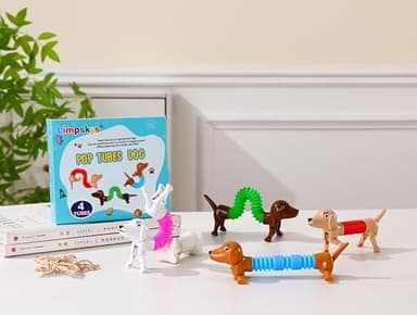 Dog pop Tubes fidgets, Travel Toys for Toddlers 3-5, Sensory Toys for Kids 5-7, fidgets for Kids, Animal pop Tubes, Easter Egg fillers,Easter Basket Stuffers(4 Pack Dog) - Image 3