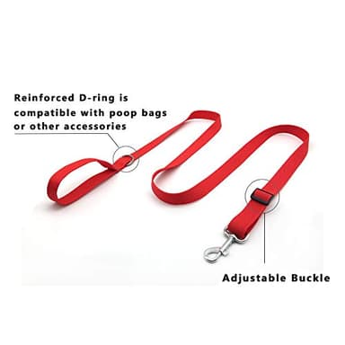 6FT Adjustable Dog Leash, Nylon Dog Leashes for Medium Large Dogs (Red) - Image 3