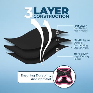 Best Pet Supplies - All Weather Mesh/Plush, Reflective, No Pull Harness for Small, Medium Dogs, Cats - Secure with Hook & Loop Fastener, Buckle, Double D-Rings - Black/Pink Trim, S - Image 5