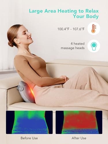 SKG Shiatsu Back Massager for Pain Relief Deep Tissue with Heat 4D Kneading Cordless Massage Pillow for Upper and Lower Back Gifts for Men and Women Birthday Gifts (Need to Restart After 15 min) - Image 5