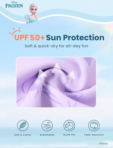 Disney Frozen Elsa Two Piece Tankini Swimsuit Toddler Girl Long Sleeve Summer Rashguard Bathing Suit UPF50+Beach Pool Ruffle Swimwear Holiday Swimming Suit Little Kid Swim Suits Purple Size 3 Years - Image 3