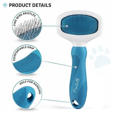 Poodle Pet Slicker Brush - For Dogs, Cats, and Rabbits - Removes Matted Fur, Knots, and Loose Hair - Suitable for Grooming Doodles and Goldendoodles with Short or Long Hair - Image 2
